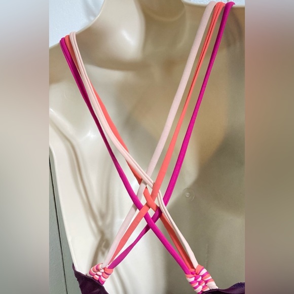 Kona Sol Macrame Straps High Coverage One Piece Swimsuit Burgundy Purple - Picture 7 of 7